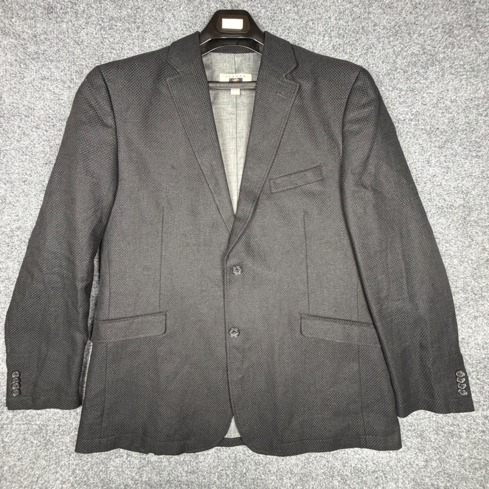 Joseph Abboud Mens Blazer Sport Coat Black Grey Textured Two Button Jacket XXL
